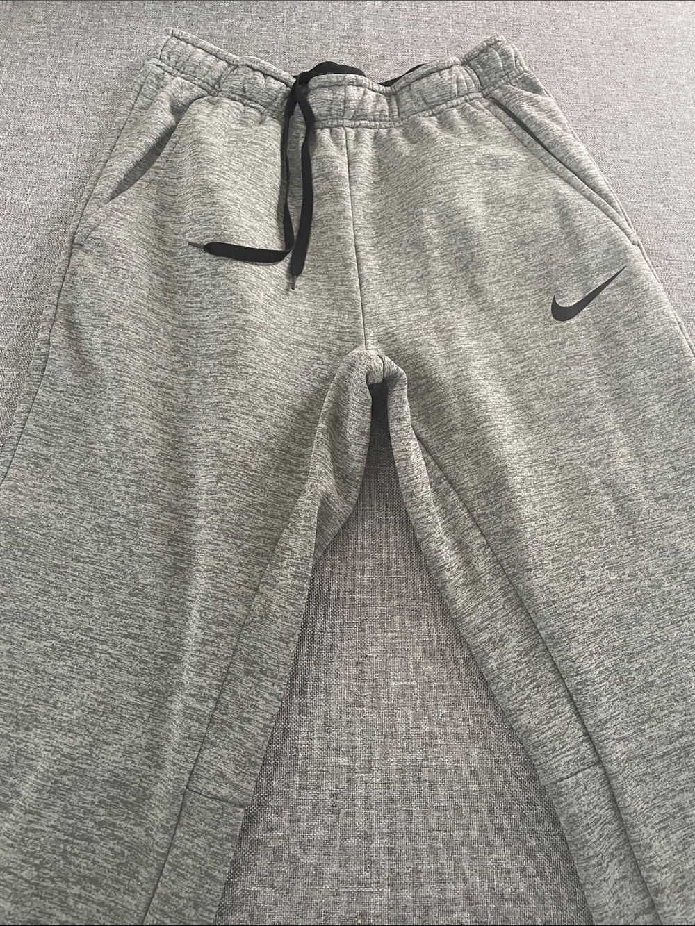 Nike Men’s Grey Heather Jogger Pants with Black Drawstring